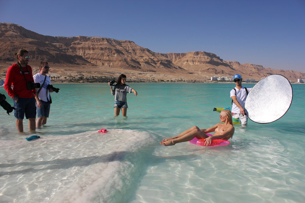 Ana Dias behind the scenes for Playboy with Dasha Snezhnaya in Israel
